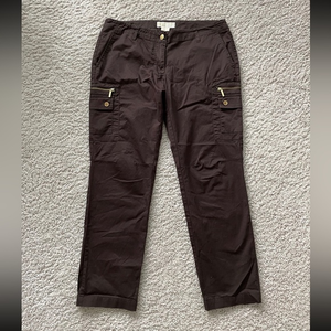 Michael Kors Cargo‎ Pants Straight Leg Brown Zipper Pockets Women’s Size 8P